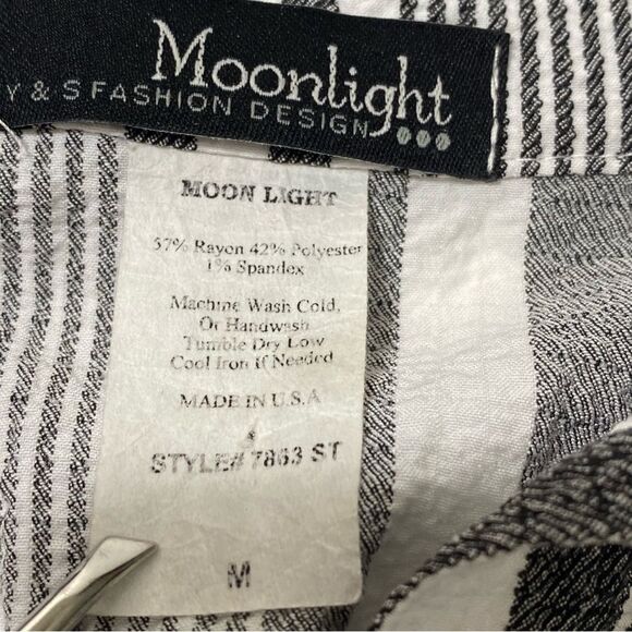 Vintage Moonlight Asymmetrical Striped Button Front Tunic Blouse Women's Size M. - Picture 4 of 16